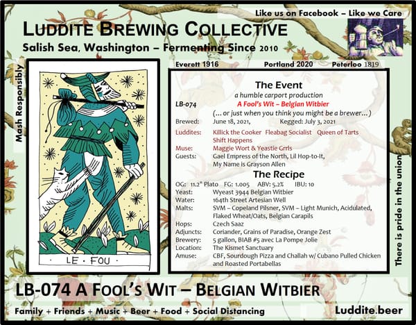 LB-074 A Fool's Wit - Belgian Witbier (BIAB)